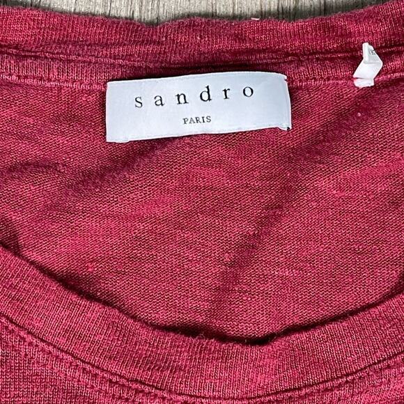 Sandro Shirt Medium Red Linen Unisex T-shirt Medium - Picture 4 of 5